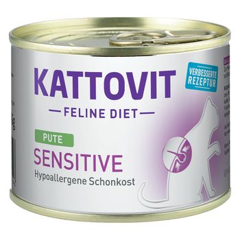 Kattovit Sensitive 12 x 185 g en latas para gatos - Pack Ahorro - 12 x 185 g Pavo