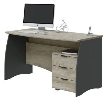 Mesa de escritorio stil buc 3 cajones roble alaska gris antracita