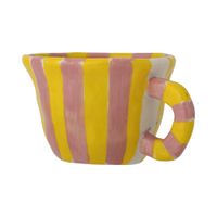 taza de gres amarillo y rosa h7