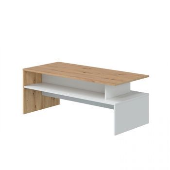 Mesa De Centro Lyra Blanco Artik (blanco Mate) - Roble Nodi 108 X 43 X 50 Cm