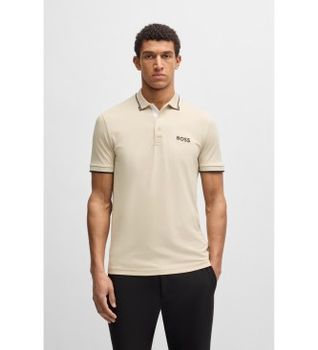 BOSS para hombre. 50469102 Polo Paddy Pro beige (L), Casual, Algodón, Manga corta, Sostenible