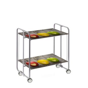 Carrito Auxiliar Plegable Bauhaus Con Ruedas – Armazón Metálico Gris, 2 Niveles, 4 Posiciones Ajustables,,42