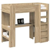 estructura de litera con escritorio roble sonoma 80 x 200 cm vidaxl