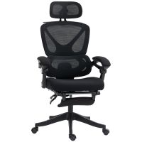 homcom silla de escritorio de malla reclinable con reposacabezas negro