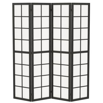 HOMCOM Biombo interior plegable 4 paneles 160 x 170 cm separador de ambientes para salón dormitorio hogar, negro