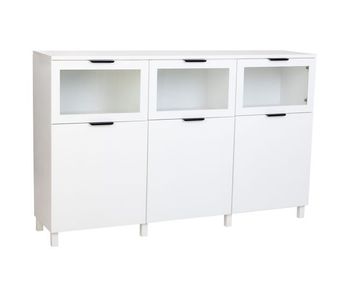 Aparador de madera blanco con 3 puertas y 3 cajones 180x42x114h cm