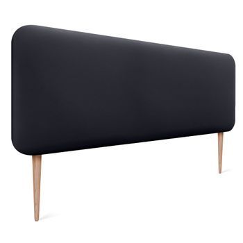Dhome Cabecero Tapizado Liso Redondeado Polipiel Con Patas Para Pared Acústicos Cabeceros Absorbentes Cabezal Cama Dormitorio (negro, 160cm)