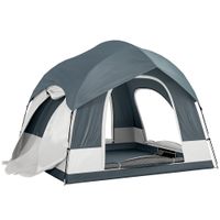 outsunny tienda de camping para 2-4 personas impermeable tienda familiar con 3 puertas toldo desmontable lona de suelo bolsa de transporte azul oscuro   aosom espana
