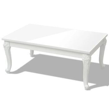 Mesa De Centro，mesa Auxiliar，mesa De Café 100 X 60 X 42 Blanco Brillante