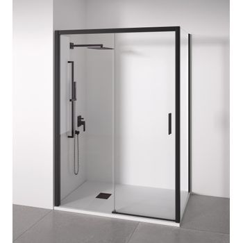 Mampara De Ducha Angular Negra 130-135 X 87-90  Acceso Dcha. Bellobath