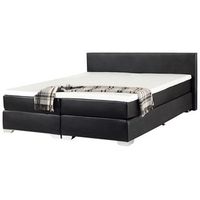 cama continental doble 180 x 200 cm tapizada en piel sintetica negra con colchon de muelles embolsados president