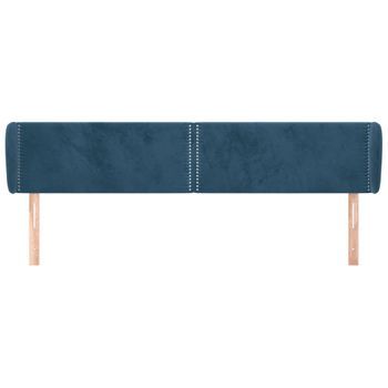 Cabecero Cama Mueble De Dormitorio De Terciopelo Oscuro 183 X 23 X 78/88 Cm Azul M02_0008012