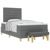 cama tipo box spring con cabecera gris oscuro 190 x 120 cm tela vidaxl