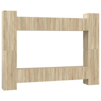 Set De Muebles Salón Tv 10 Pzas Madera Ingeniería Roble Sonoma Vidaxl