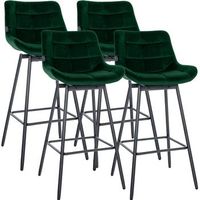 juego de 4 taburetes de bar weston giratorios terciopelo verde oscuro 56x49x105 cm clp