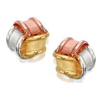9ct three colour gold matt finish knot earrings - 9mm - g4617