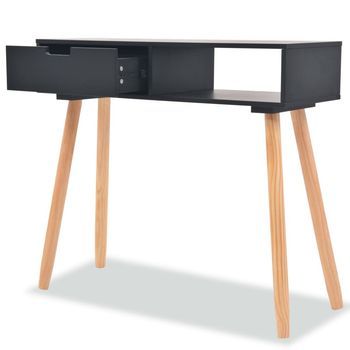 Mesa Consola | Mesa De Entrada | Mesa Auxiliar De Madera Maciza De Pino 80x30x72 Cm Negra