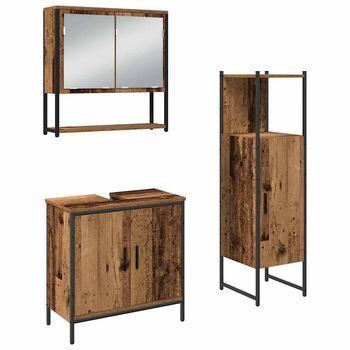 Juego De Muebles De Baño 3 Uds. Marrón 33 X 33 X 113,5 Cm Vidaxl