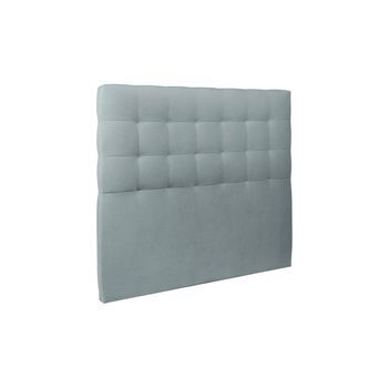 Cabecero Acolchado De 140 Cm - Tela De Terciopelo Gris Azul