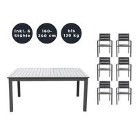 grupo de asientos de jardin extensible casa madera - 160240 x 100 cm 6 sillas