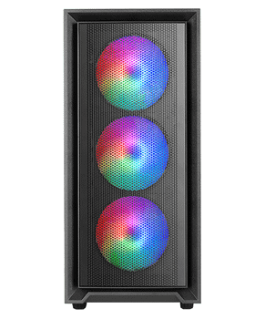 CAJA ATX SEMITORRE GAMING MARS GAMING MCAIR FRONTAL NEGRO DE MALLA 4x120mm RAINBOW