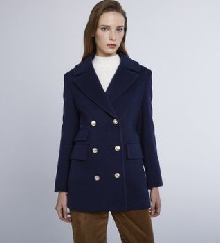 Marella para mujer. 2423086034200 Abrigo Aguzzo marino (44), Azul, Casual, Lana