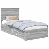 cama individual  cama para adulto  estructura de cama con cabecera gris sonoma y plata 75 x 190 cm