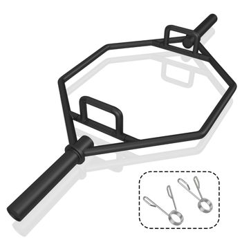 Costway Barra Hexagonal Plegable con Mangos Estriados Carga 363 kg Resorte de Seguridad Negro