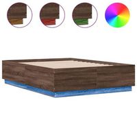 estructura cama con luces led madera roble marron 140x190 cm vidaxl