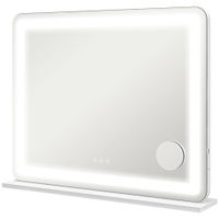 homcom espejo luminoso led intensidad 3 modos de iluminacion aumento 10x puerto de carga usb control tactil - 80x62 cm   aosom espana
