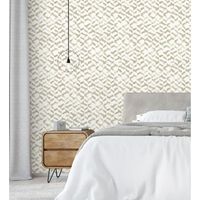 papel pintado vinilico ecologico geometrico con textura y beige metalizado - kenmore 679781 de gaulan - rollo de 10 m x 053 m