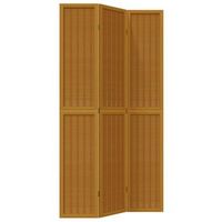 biombo separador de ambientes tabique de 3 paneles en madera de paulownia y bambu marron dec030784