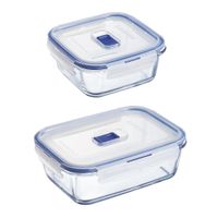 set 2 recipientes hermeticos vidrio