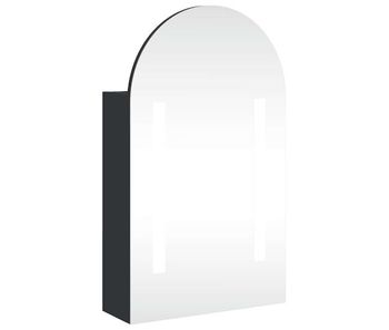 Vidaxl mueble de baño con espejo arqueado y luz led negro 42x13x70 cm