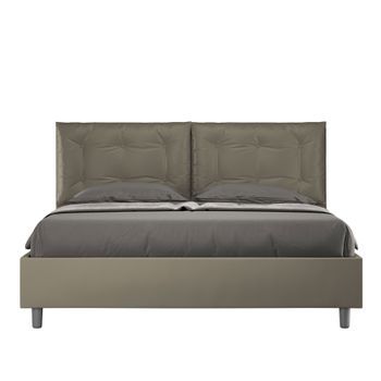 Cama Sin Somier Acolchada 160x210 Cuero Sintético Capuchino Annalisa