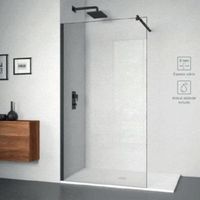 panel fijo de ducha peterson black  80 cm cristal transparente
