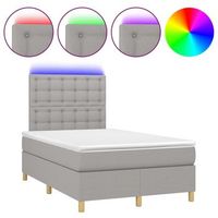 estructura de cama led con cabecero con somier y cubrecolchon 120x200 cm tela gris claro tdl0207885