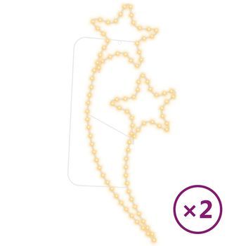 Tira De Luces De Estrella 2 Uds Blanco Cálido 125,5x53x4,5 Cm Vidaxl