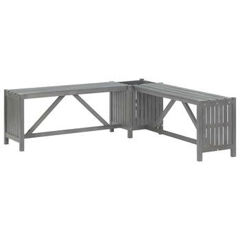 Banco De Esquina De Jardín | Banco De Exterior | Silla De Jardín Macetero Madera Acacia Gris 117 Cm