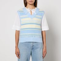 ganni striped intarsia-knit vest - xs