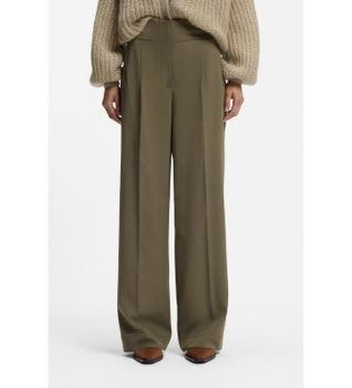 BOSS para mujer. 50558096 Pantalón Tarima verde oliva (42), Casual, Clásico, Viscosa