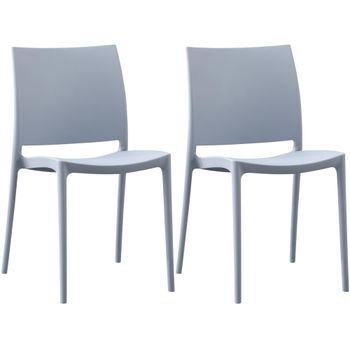Juego De 2 Sillas De Jardin Meton Plástico Gris Claro 49x42x81 Cm Clp
