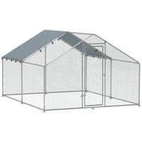 pawhut gallinero exterior metalico grande corral para gallinas de 3x34x19 m con cubierta impermeable y anti-uv plata   aosom espana