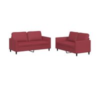 vidaxl juego de sofas con cojines 2 piezas cuero sintetico rojo tinto