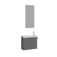 conjunto de mueble con lavabo y espejo 2 piezas  - 60 x 22 x 50 cm - gris mate