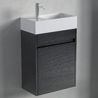 mueble de bano suspendido con lavabo 40 cm roble negro - lomazoo ibiza