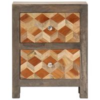 mesita de noche  mesa auxiliar  mesilla madera maciza de mango gris 40x30x50 cm