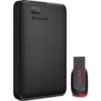 wd elements portable hard drive - 1 tb  sandisk cruzer blade 16 gb usb black black