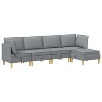 juego de sofa modular con almacenamiento 5 uds gris claro tela vidaxl
