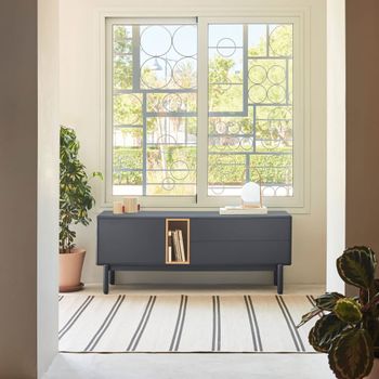Mueble de tv 1 puerta 2 cajones de 140 cm gris antracita